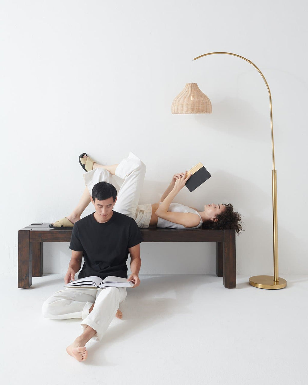 Lark Wicker Arc Floor Lamp | Warm Ambient Glow