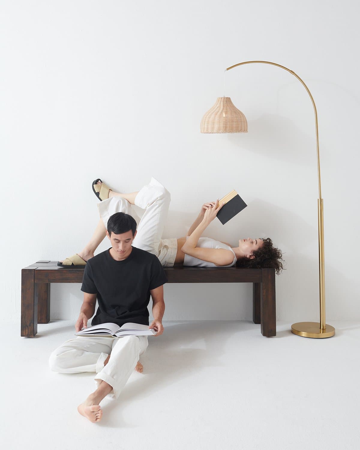 Lark Wicker Arc Floor Lamp | Warm Ambient Glow