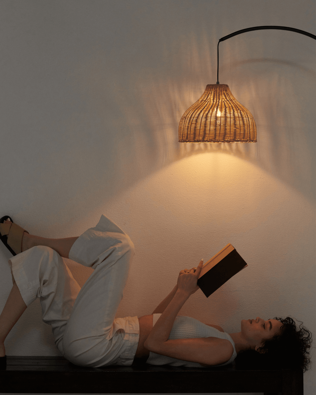 Lark Wicker Arc Floor Lamp | Warm Ambient Glow