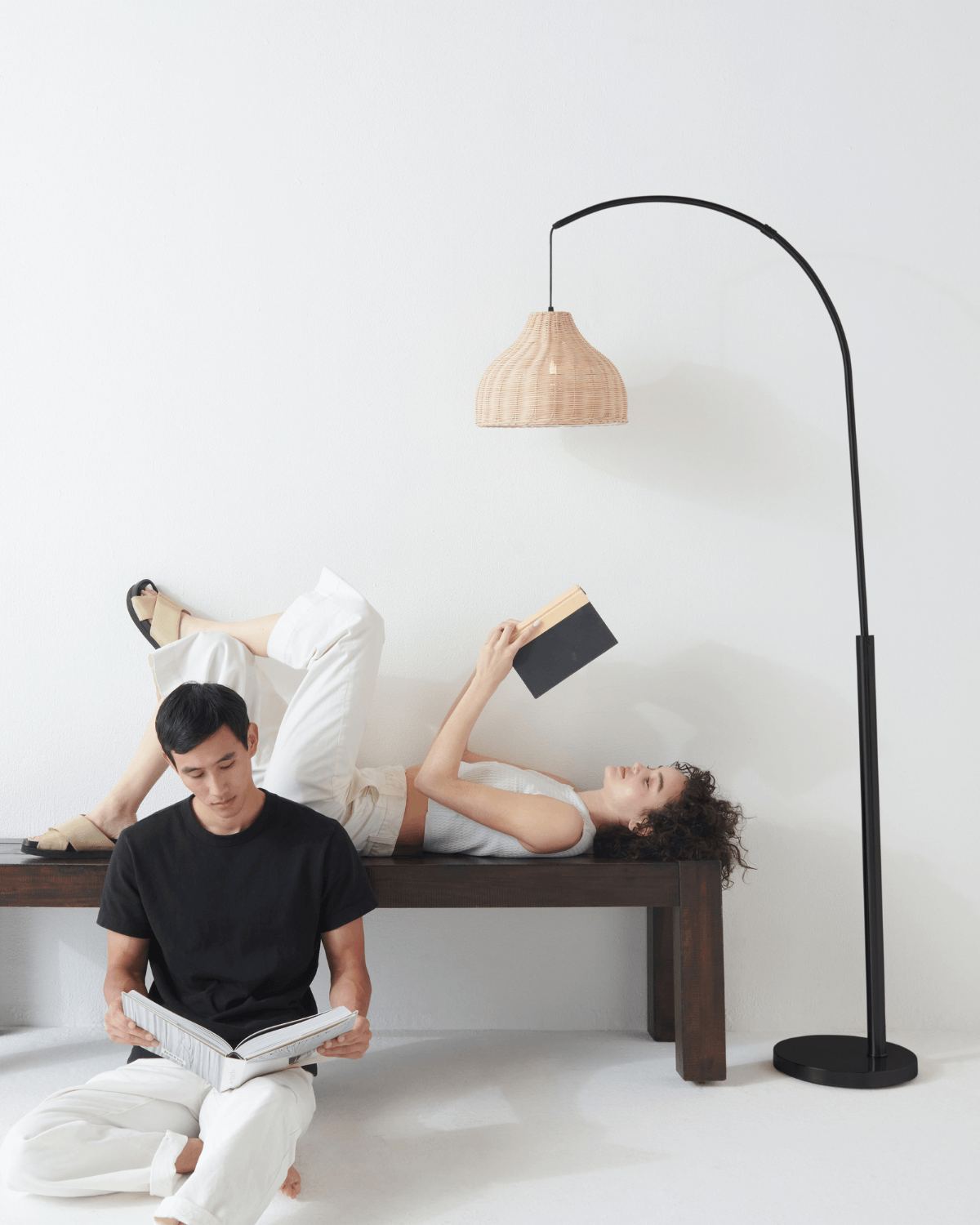 Lark Wicker Arc Floor Lamp | Warm Ambient Glow