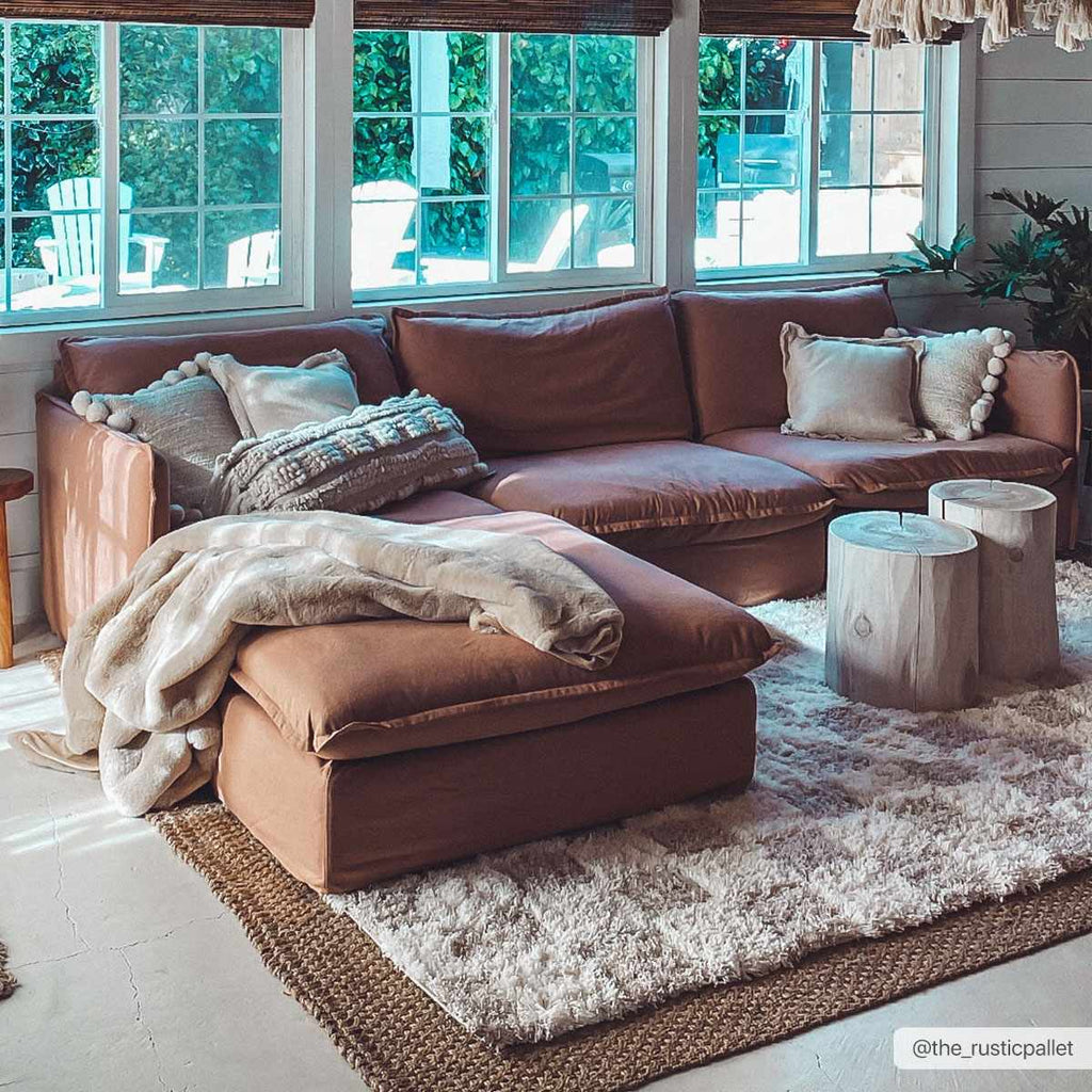 Cloud-Soft Checkered Area Rug – Contemporary Plush in Warm Neutrals