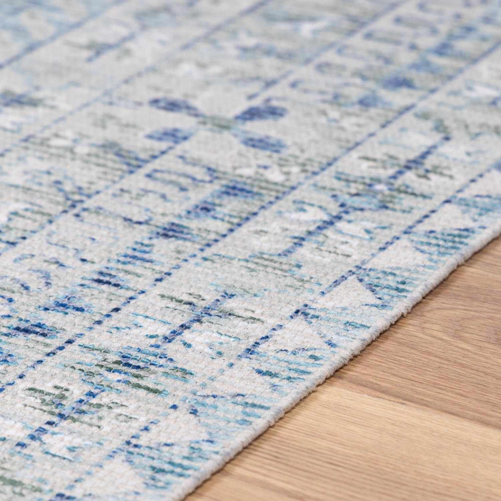 Coastal Calm Cotton Area Rug – Hand-Woven in Sage & Aqua