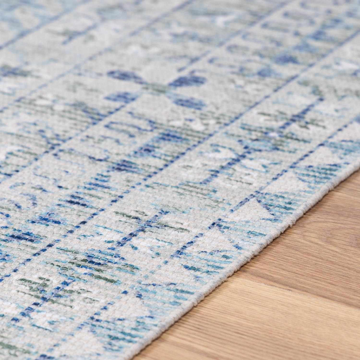 Coastal Calm Cotton Area Rug – Hand-Woven in Sage & Aqua