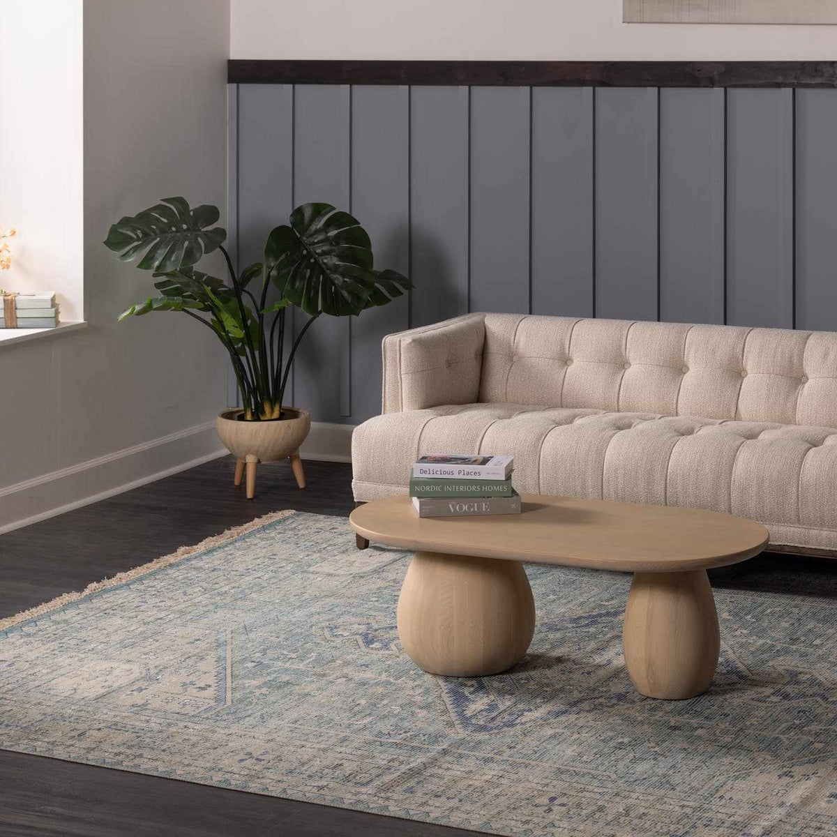 Coastal Calm Cotton Area Rug – Hand-Woven in Sage & Aqua