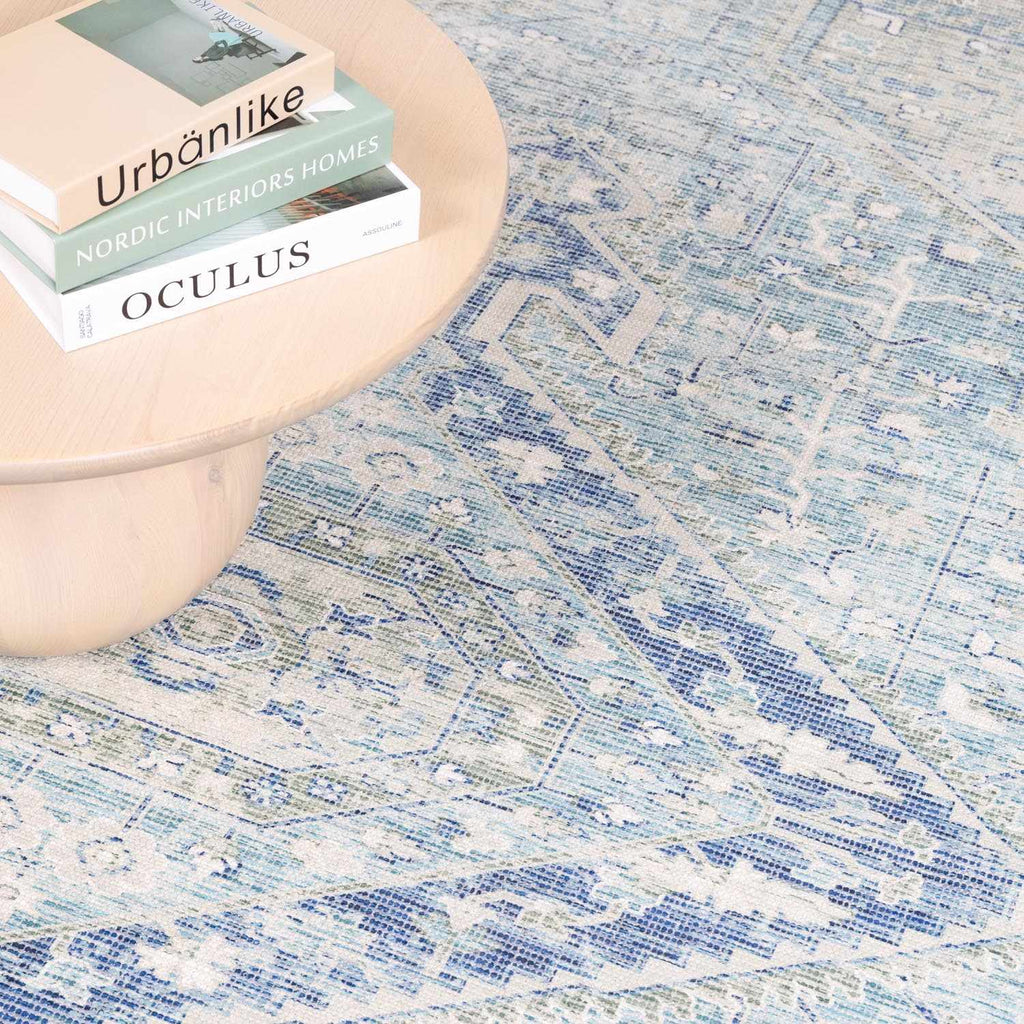 Coastal Calm Cotton Area Rug – Hand-Woven in Sage & Aqua