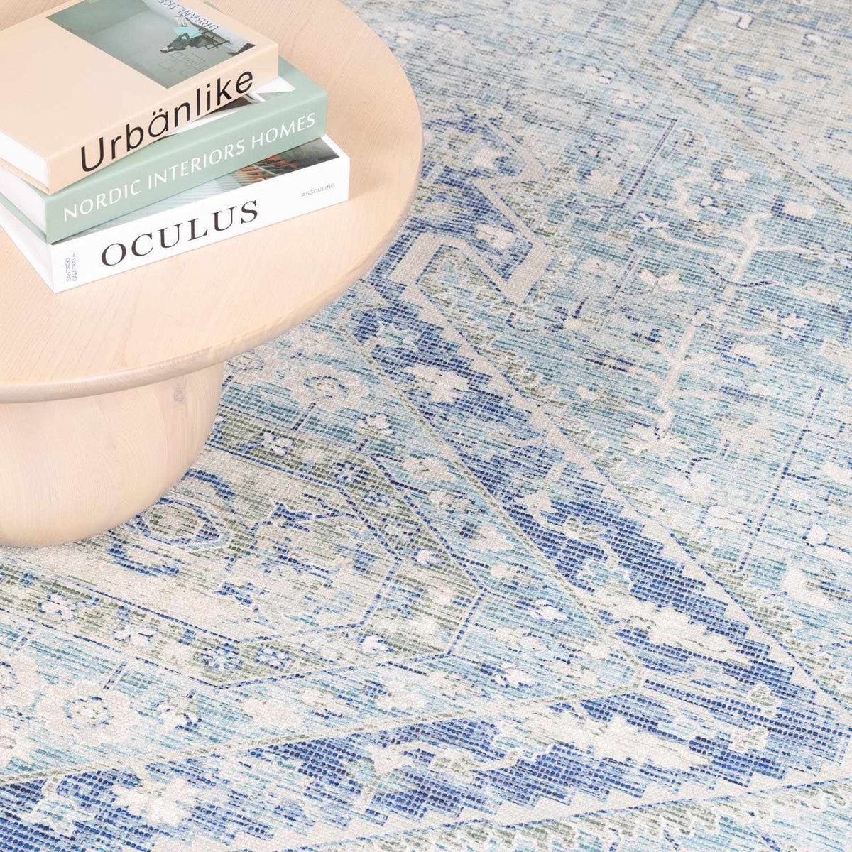 Coastal Calm Cotton Area Rug – Hand-Woven in Sage & Aqua