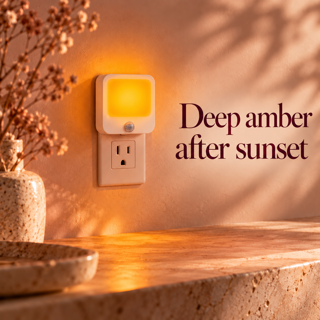 Sleep-Safe Amber Nightlight | Warm Glow, Motion Sensing