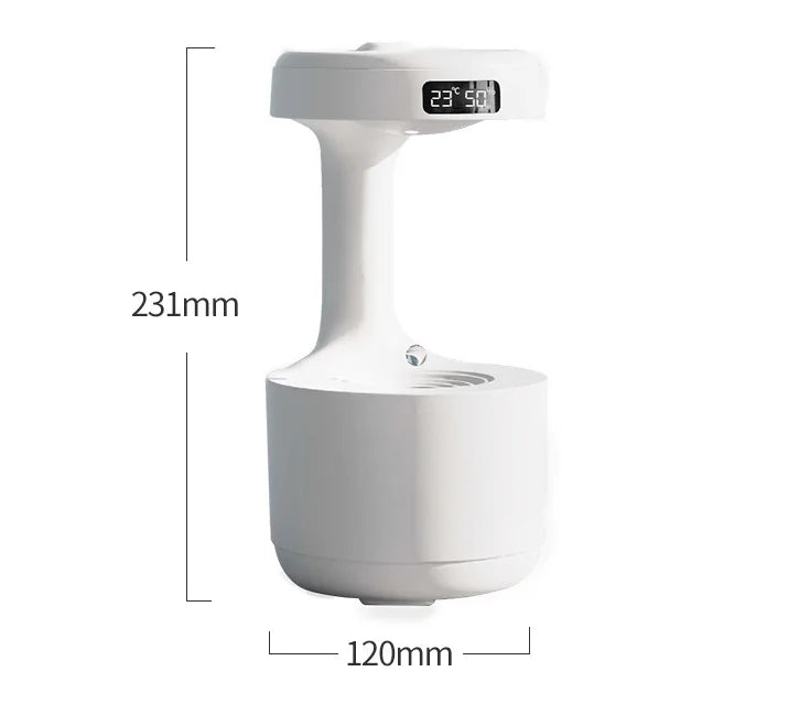 Anti-Gravity Ultrasonic Water Droplet Air Humidifier with Cool Mist Maker LED Night Light Weightless Sprayer for Bedroom
