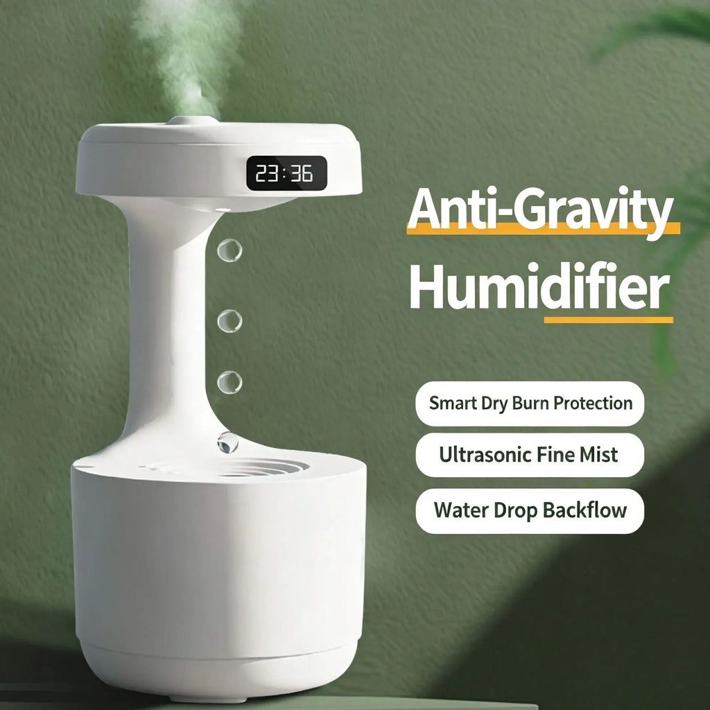 Anti-Gravity Ultrasonic Water Droplet Air Humidifier with Cool Mist Maker LED Night Light Weightless Sprayer for Bedroom