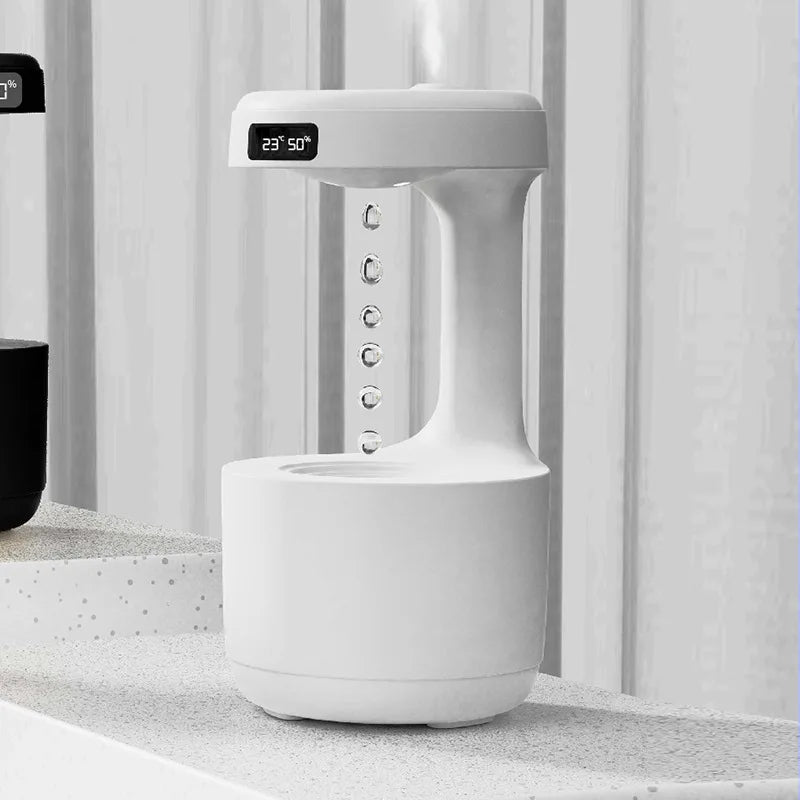Anti-Gravity Ultrasonic Water Droplet Air Humidifier with Cool Mist Maker LED Night Light Weightless Sprayer for Bedroom