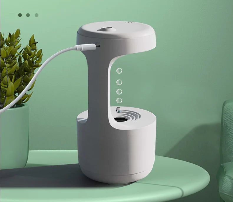 Anti-Gravity Ultrasonic Water Droplet Air Humidifier with Cool Mist Maker LED Night Light Weightless Sprayer for Bedroom