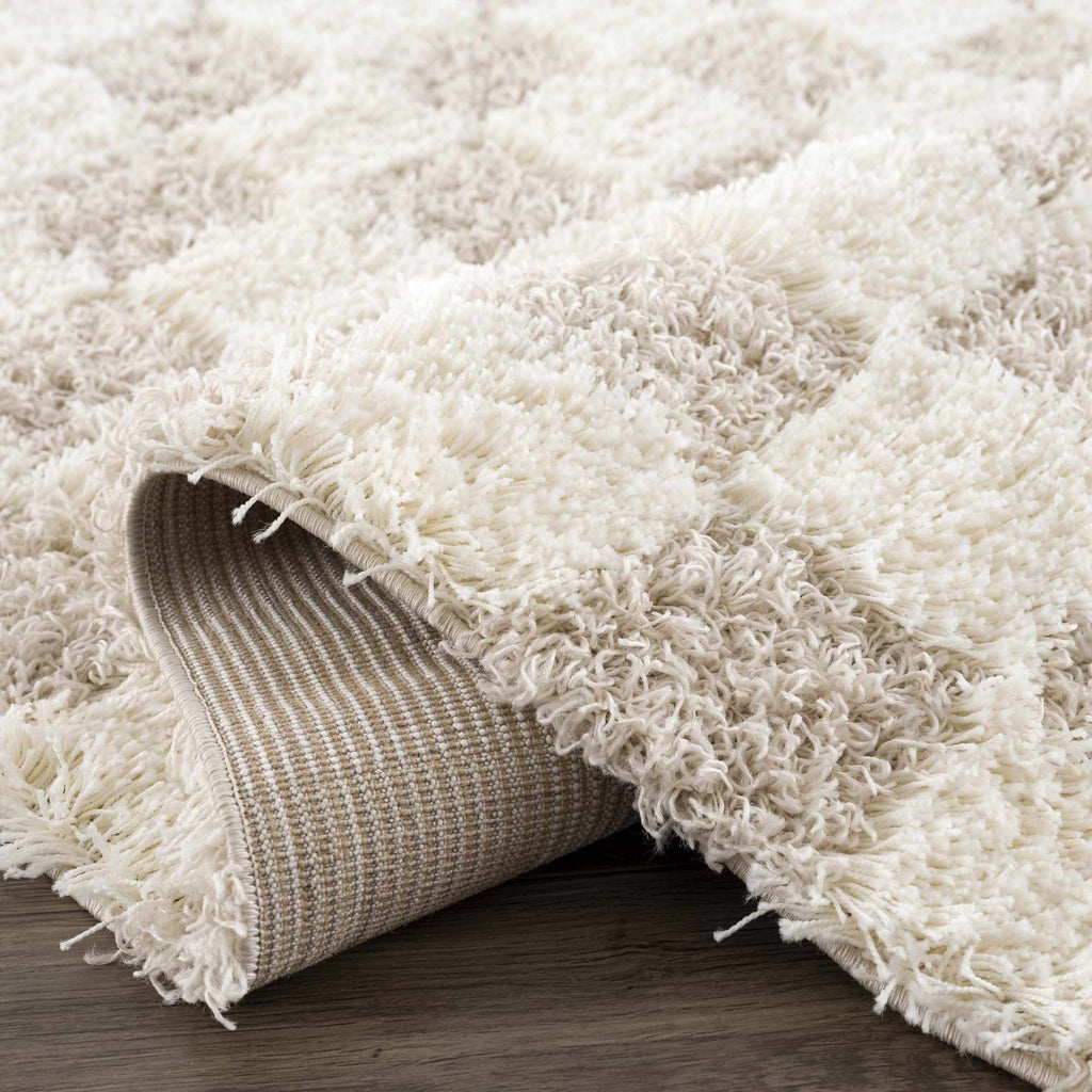 Cloud-Soft Checkered Area Rug – Contemporary Plush in Warm Neutrals