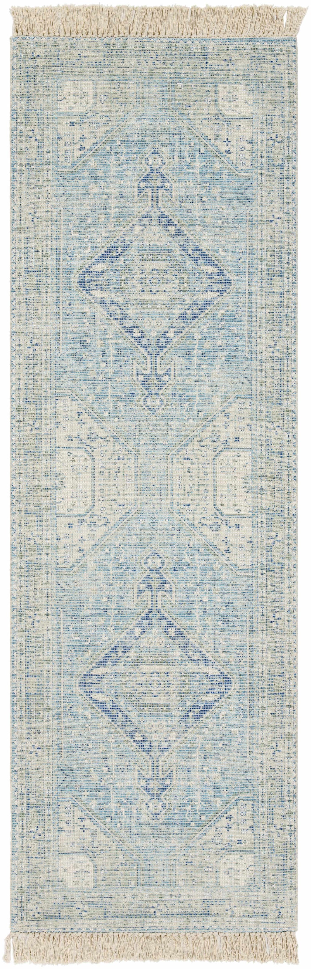 Coastal Calm Cotton Area Rug – Hand-Woven in Sage & Aqua