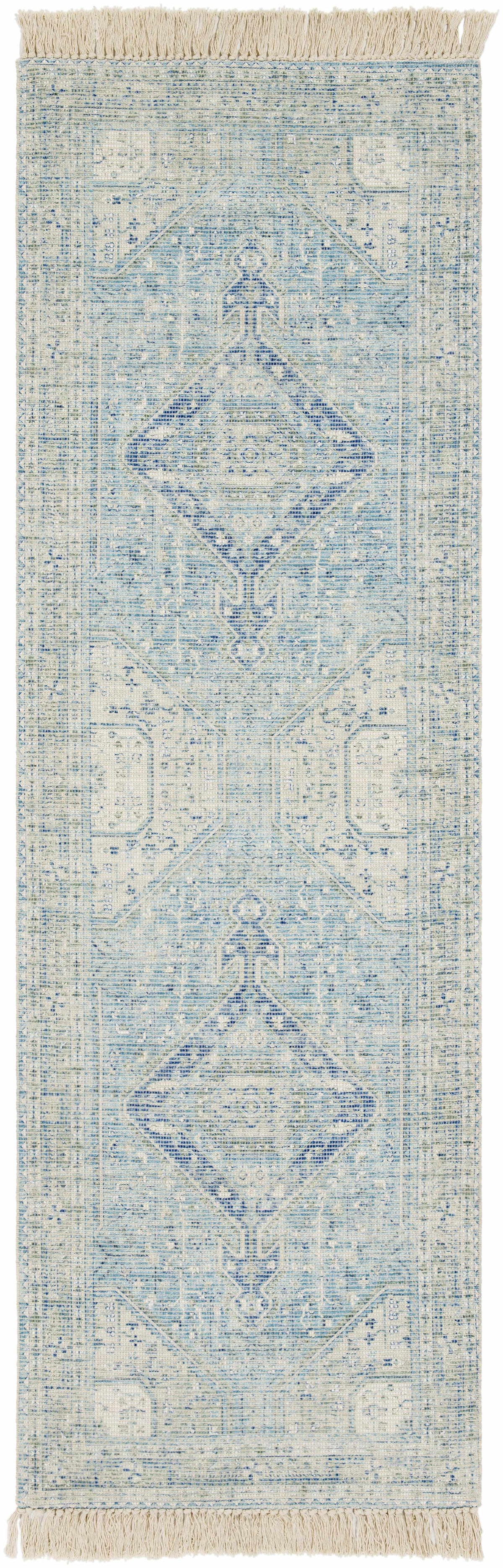 Coastal Calm Cotton Area Rug – Hand-Woven in Sage & Aqua