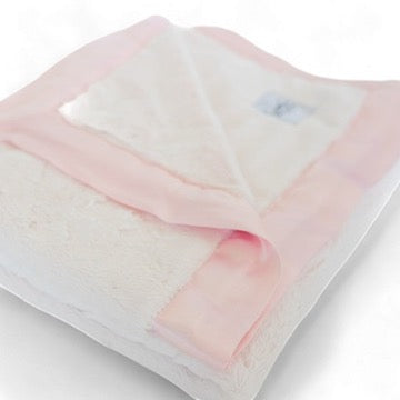 Luxury Baby Blanket with Satin Trim in Luxe Plush, Pink