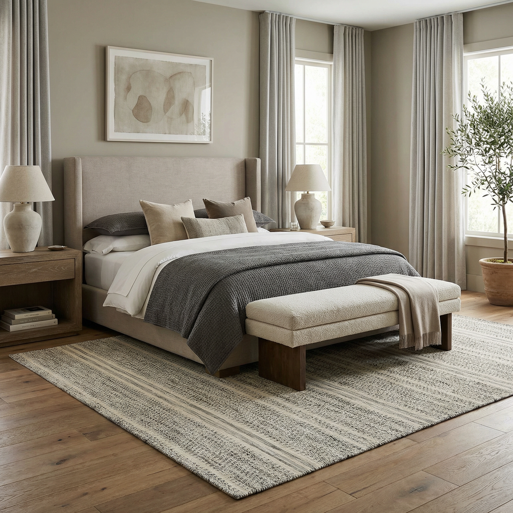 Arabi Hand-Woven Wool Rug – Bohemian Neutral, Timeless Style
